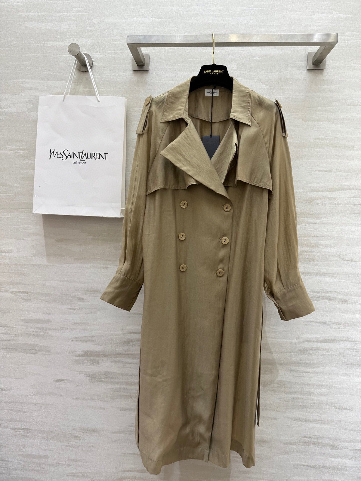 YSL 25 Windbreaker Jacket Beige Tencel