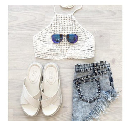 Hand-Knitted Swimsuit Beach Woven Vest Suspenders