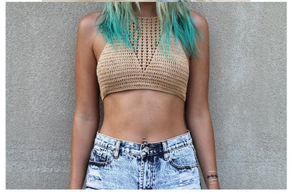 Hand-Knitted Swimsuit Beach Woven Vest Suspenders