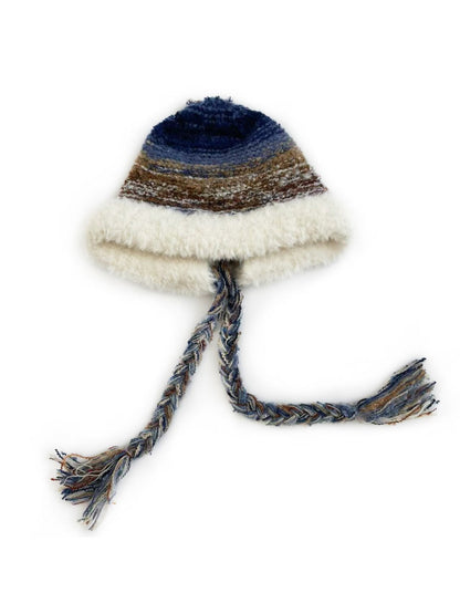 Haila - Rainbow Colorblock Knit Earflap Beanie