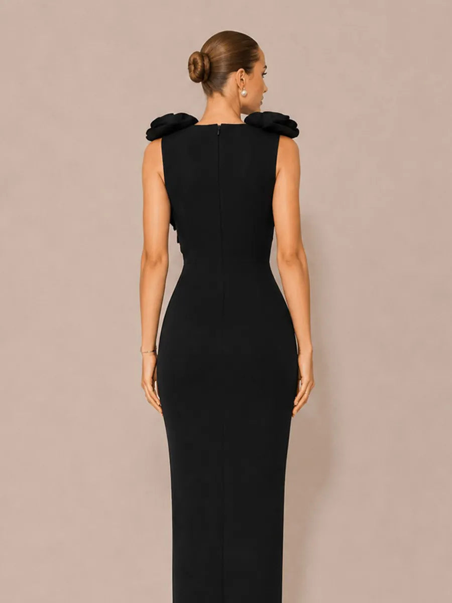 Bellamy Metallic-Trim Ruffled Maxi Dress