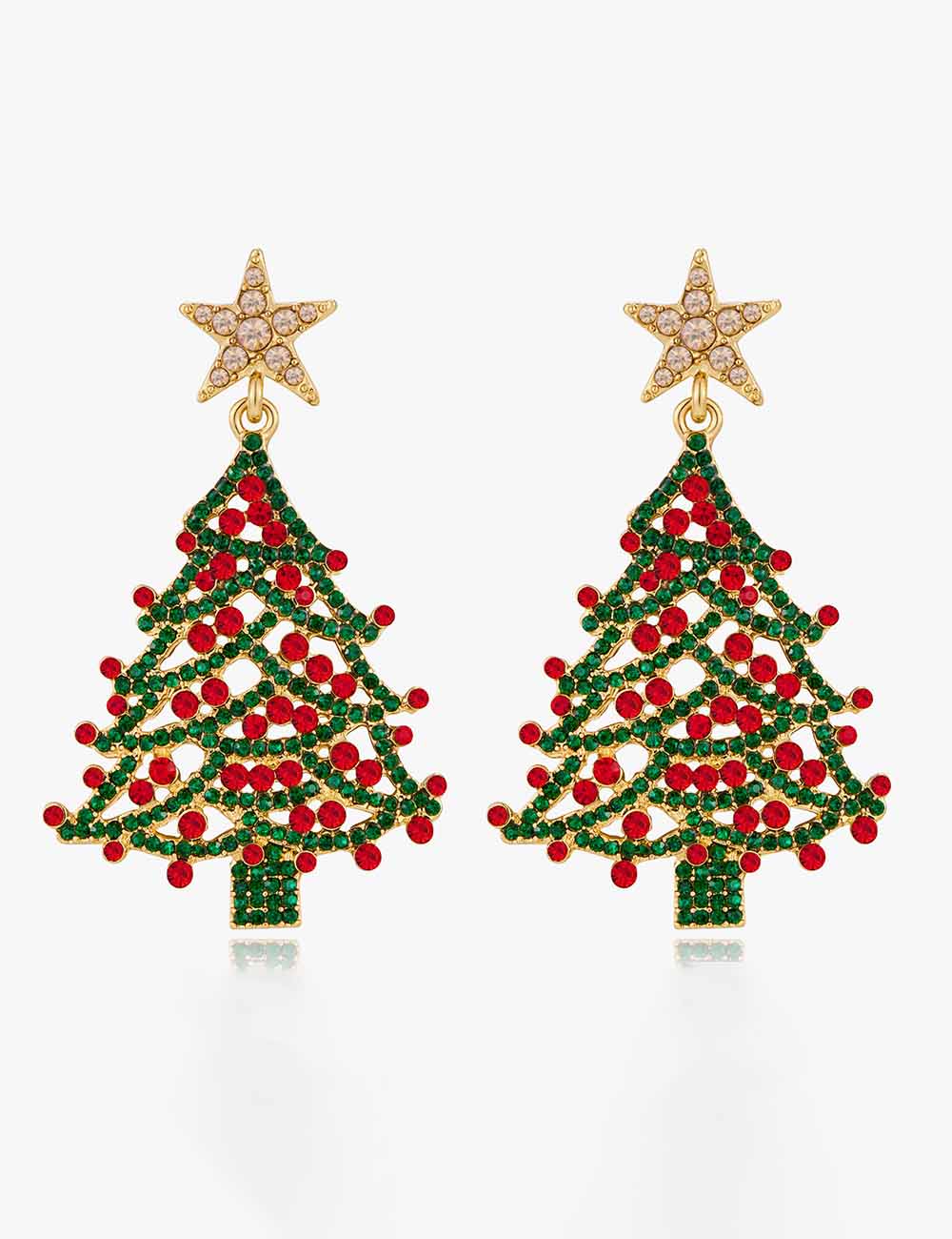 Stylish Hollow Rhinestone Christmas Tree Dangle Earrings