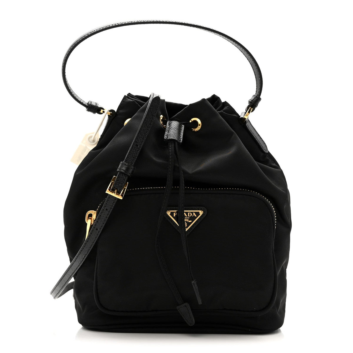 Re-Nylon Duet Drawstring Shoulder Bag Black