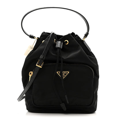 Re-Nylon Duet Drawstring Shoulder Bag Black