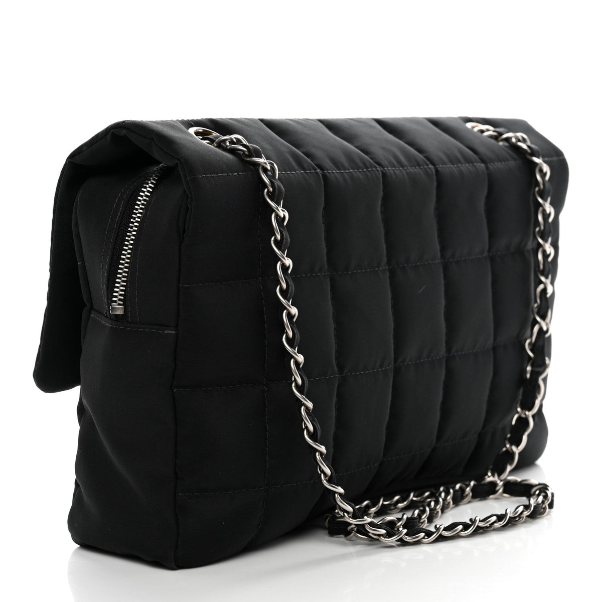 Nylon Square Quilted Flap Black