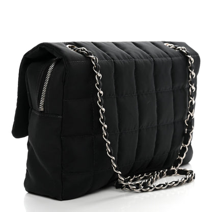 Nylon Square Quilted Flap Black