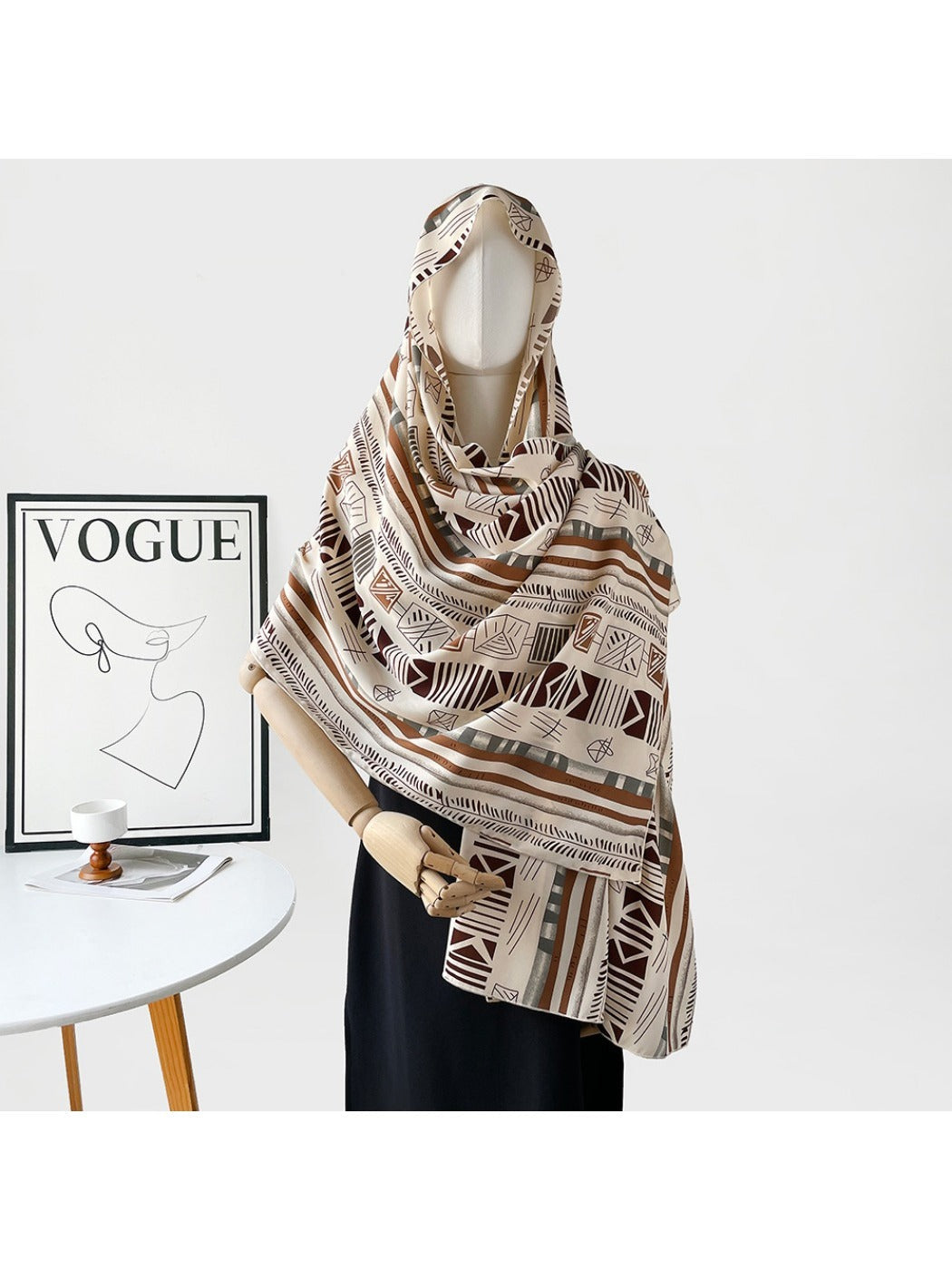 Scarvii - Geometric Print Long Scarf - Timeless &amp; Chic