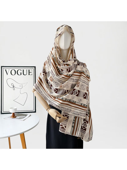 Scarvii - Geometric Print Long Scarf - Timeless &amp; Chic