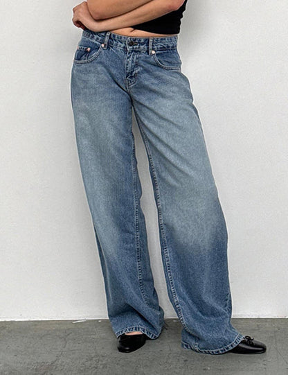 Vintage Low Rise Wide Leg Denim Jeans