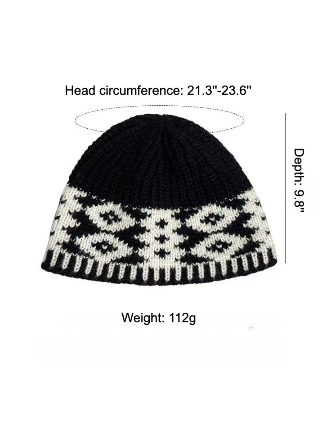 Haila - Vintage Knitted Beanie with Diamond Patterns
