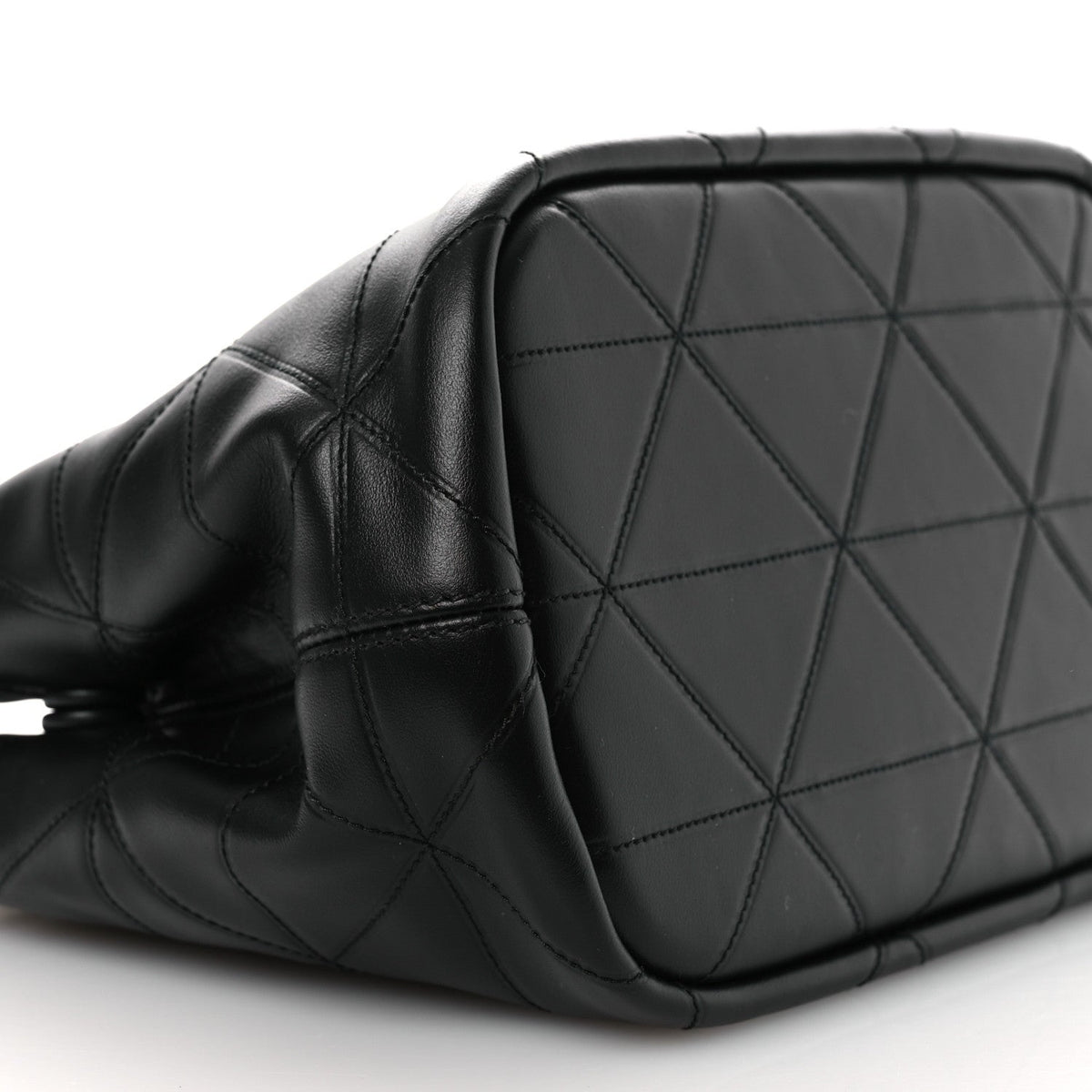 Vitello Triangle Stitched Shopping Tote Black