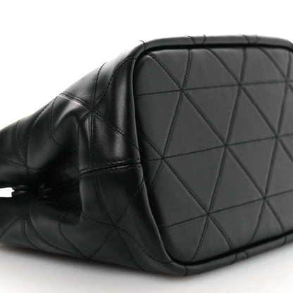 Vitello Triangle Stitched Shopping Tote Black