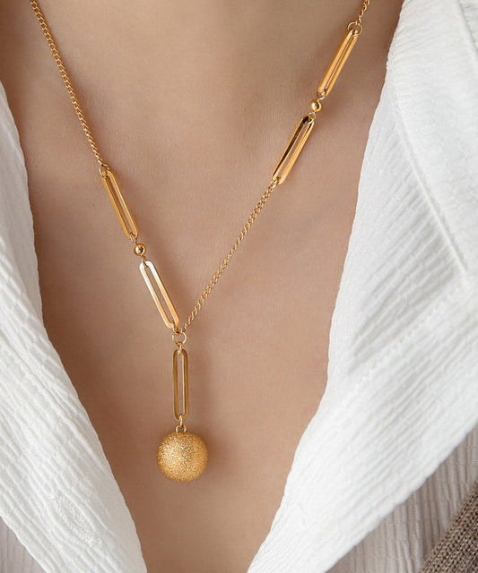 DIY Gold Stainless Steel Overgild Matte Little Ball Pendant Necklace