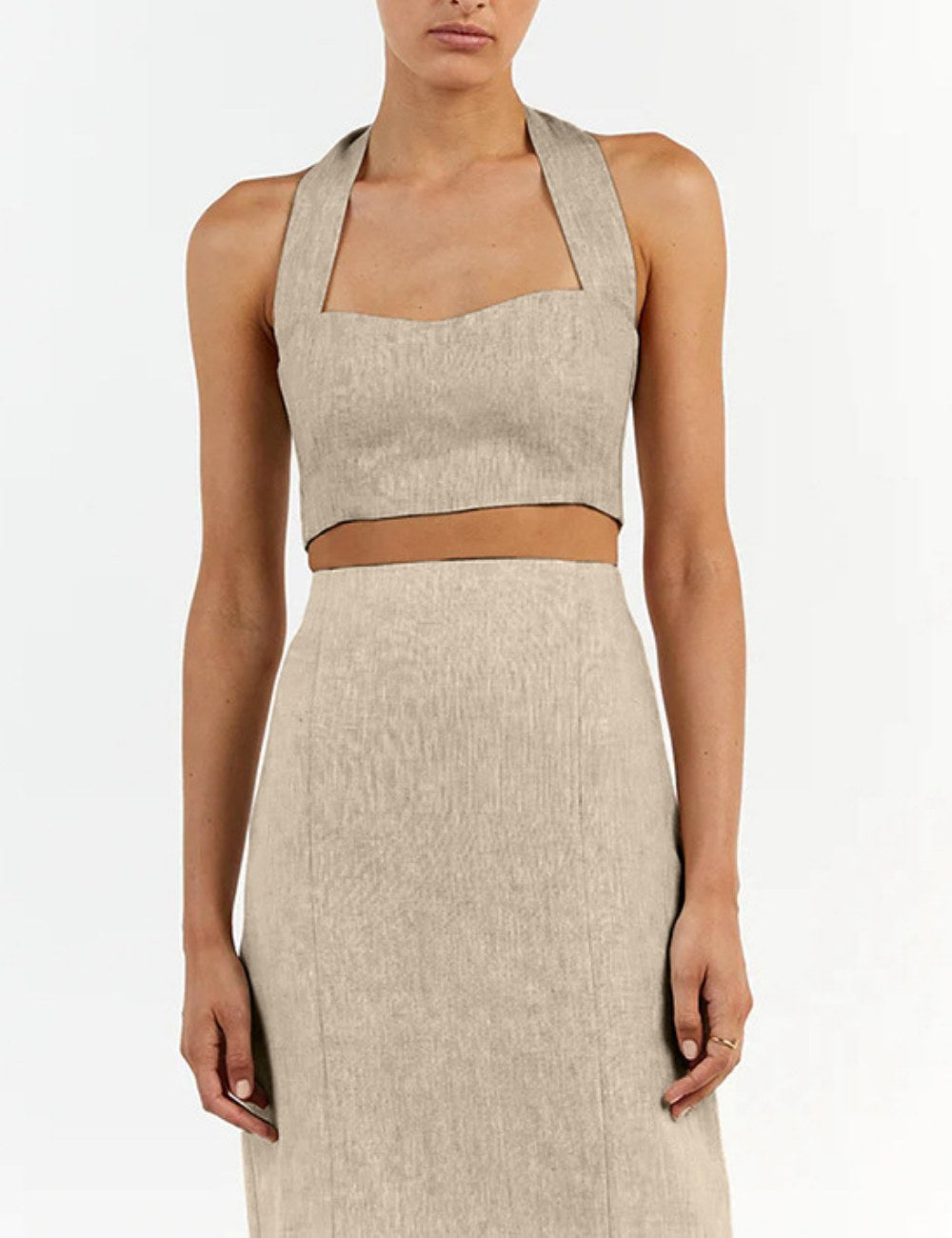 Sleeveless Halter Bandeau Split Skirt Sets