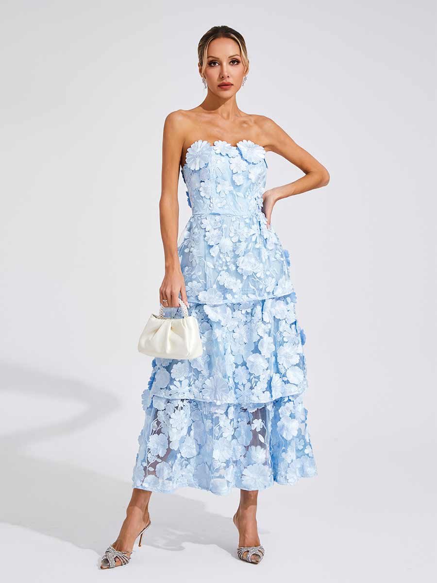 Antonella Flower Off Shoulder Maxi Dress