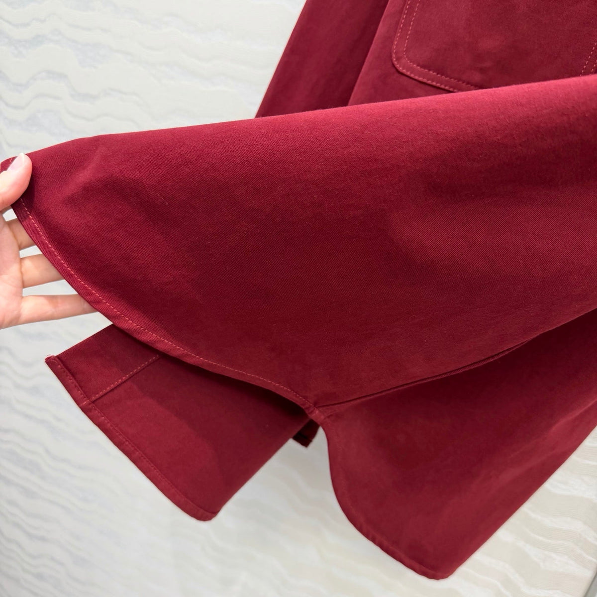 Miu SS26 Light Denim Shirt Amaranth Red Cotton 346164