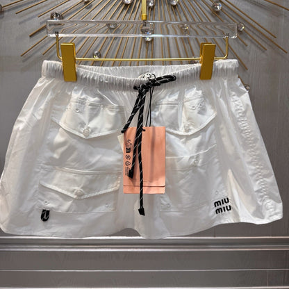 Miumiu 2026 Mini Skirt With Elasticated Waist White Cotton