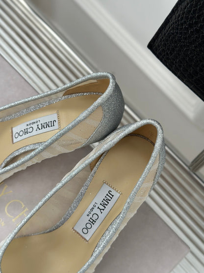 Jimmy Choo 2025 Love Pump White Mesh Leather