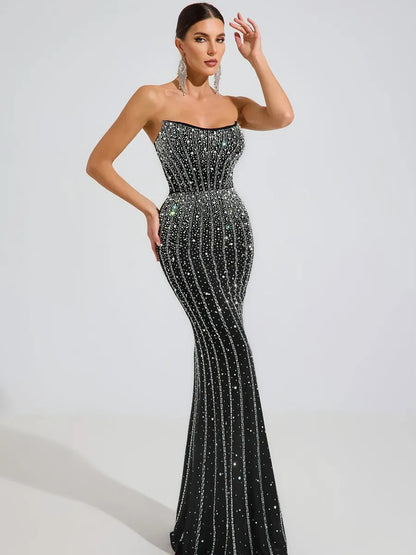 Brooklyn Midnight Radiance Crystal Maxi Dress