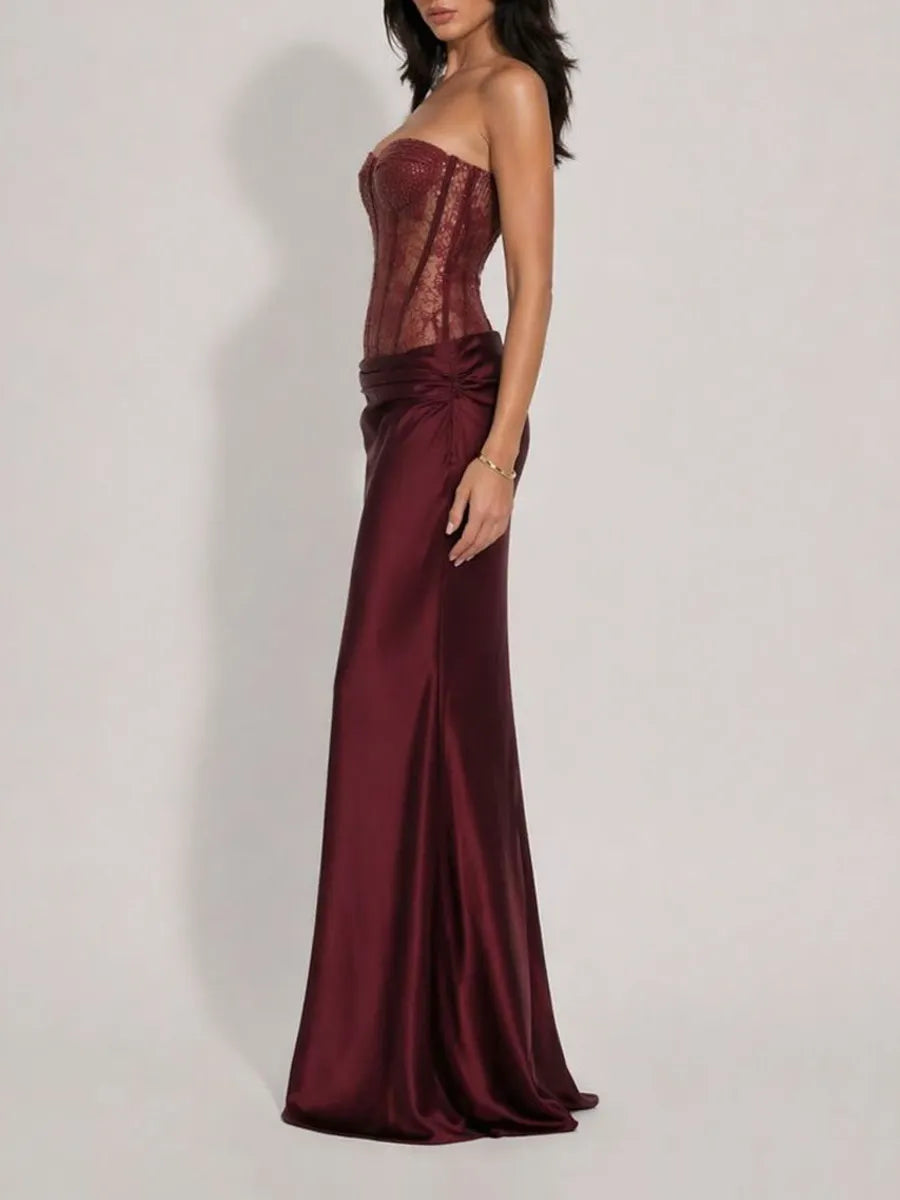 Lydia Strapless Lace Maxi Dress