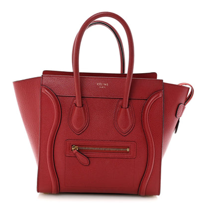Drummed Calfskin Micro Luggage Red