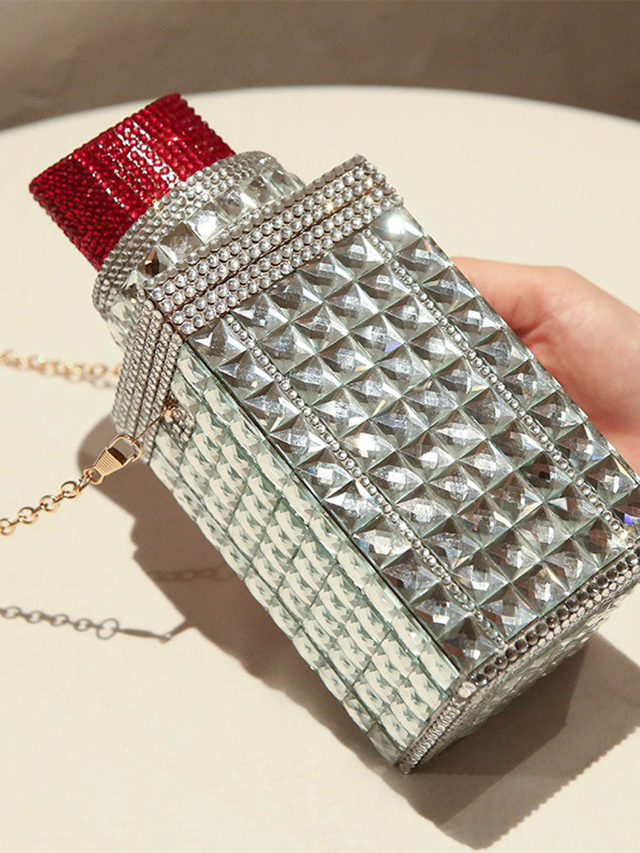 Flora Rhinestone-Embellished Lipstick-Shaped Bag