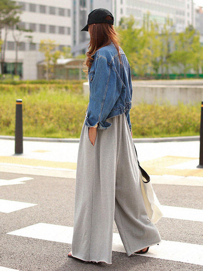 Loose Wide Leg Solid Color Casual Pants Bottoms Pants