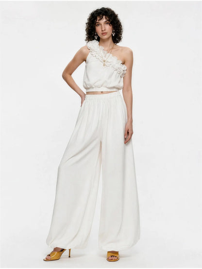 Melinda Ruffled One-Shoulder Top and Pants Set