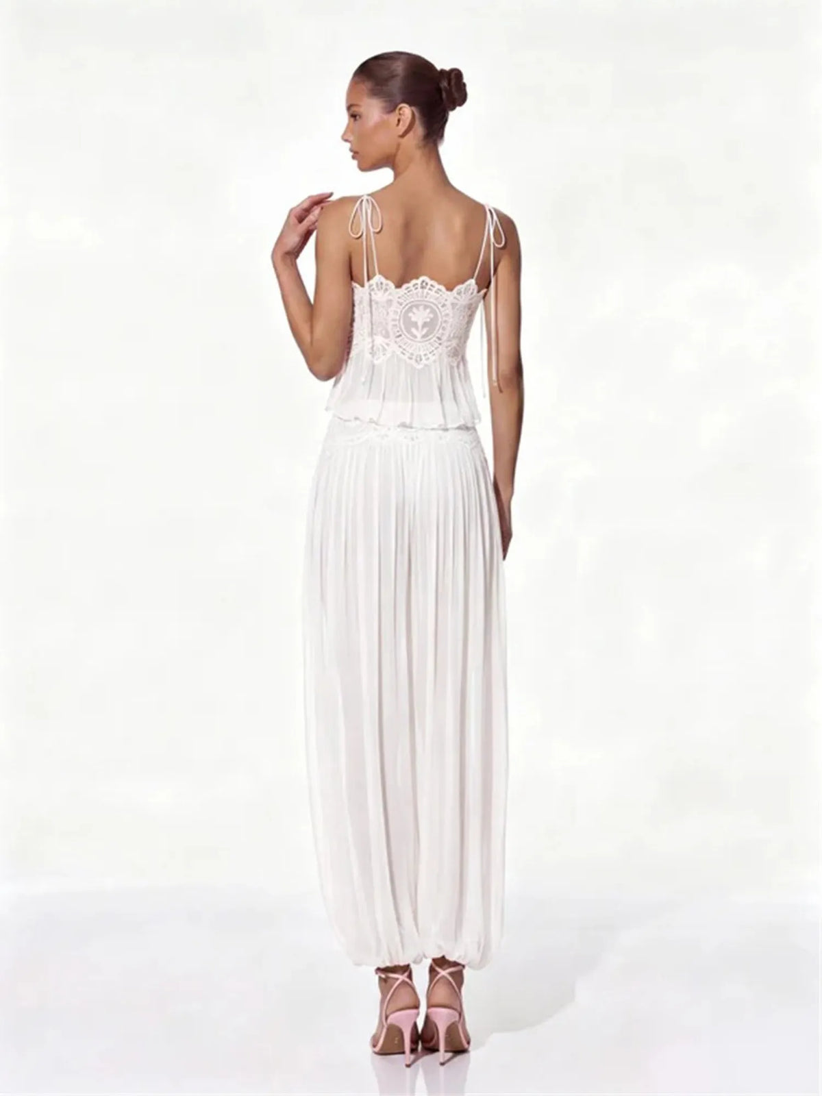 Cerys Lace Trim Ruched Top & Trouser Set