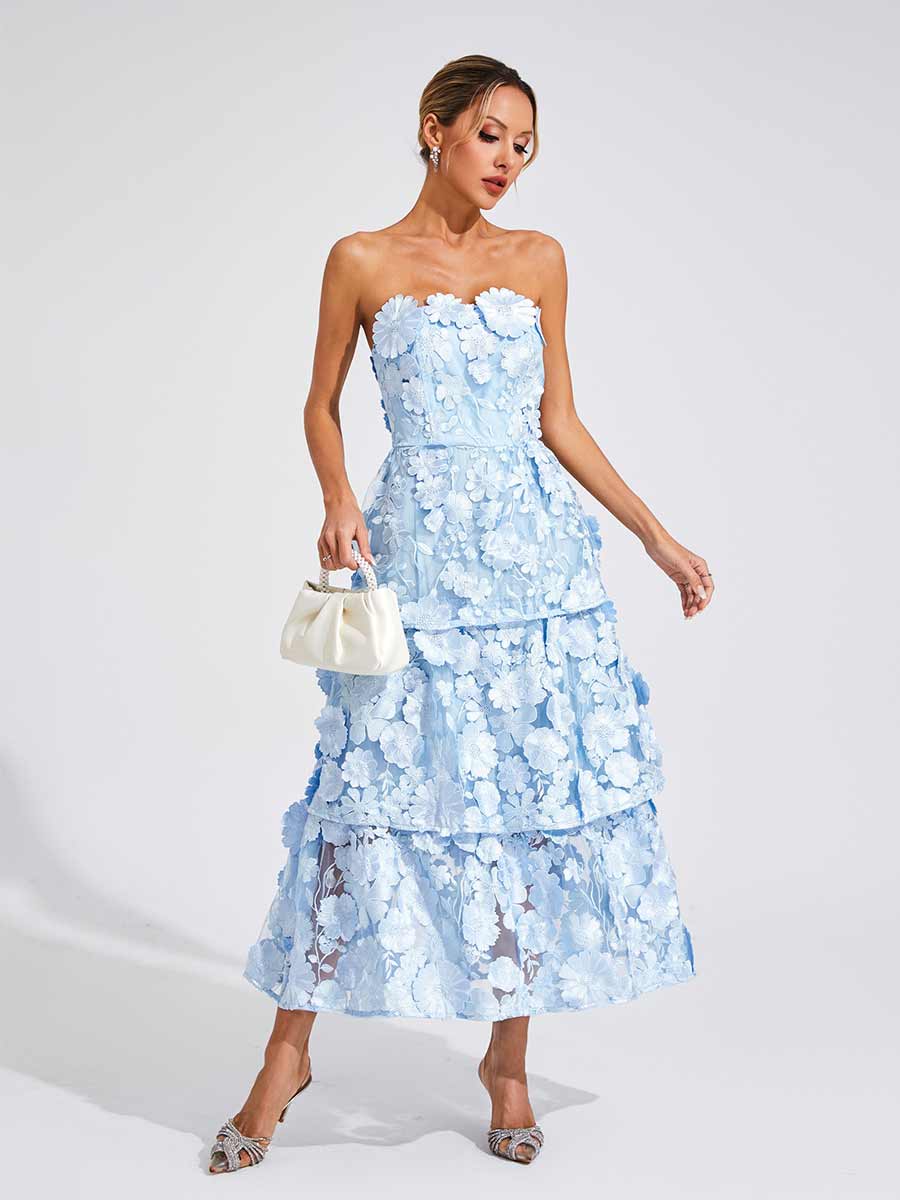 Antonella Flower Off Shoulder Maxi Dress