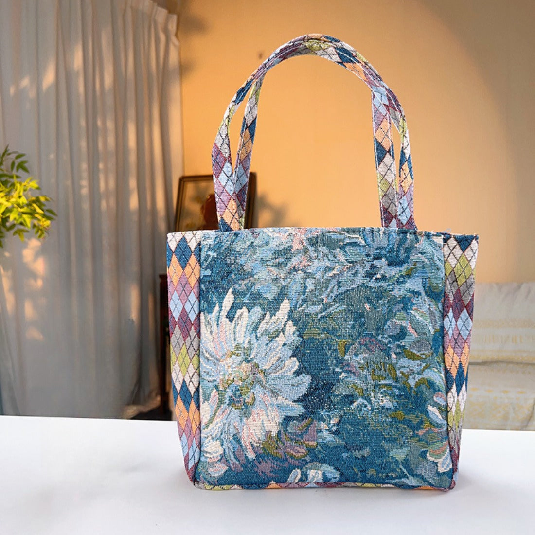 Cosbai - Geometric Lace Botanical &amp; Animal Canvas Tote
