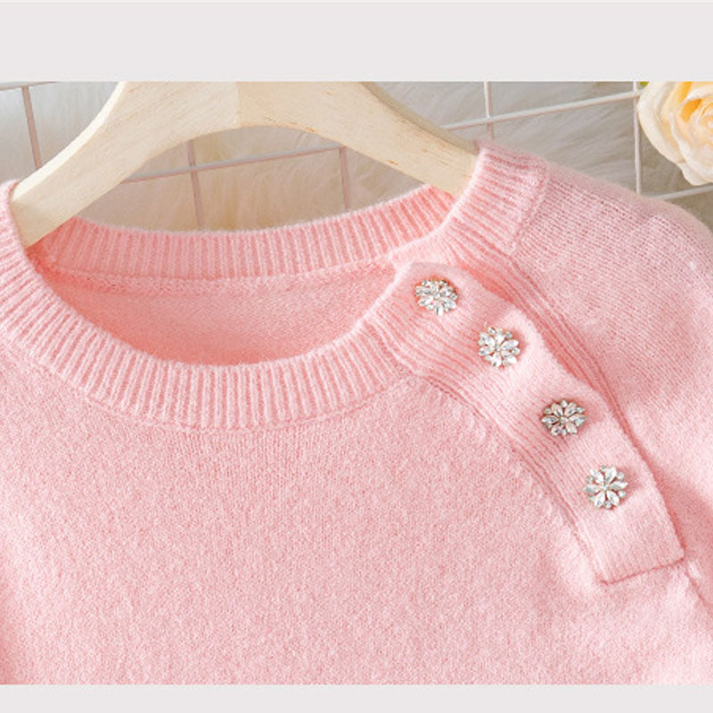 Elegant Round Neck Raglan Sleeves Knit Sweater