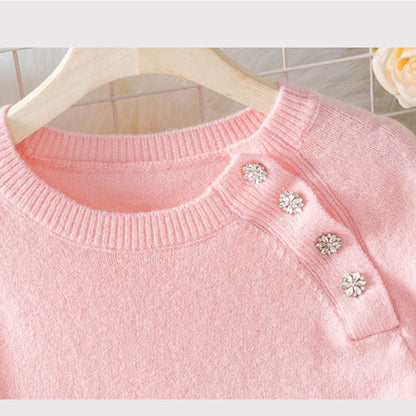 Elegant Round Neck Raglan Sleeves Knit Sweater