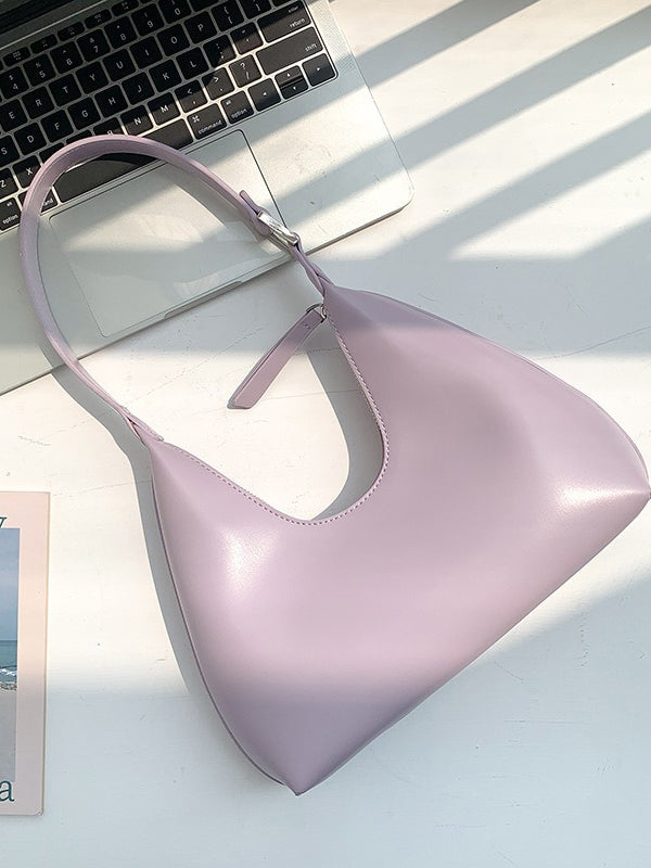 Solid Color Zipper Moon Shoulder Strap Armpit Bags