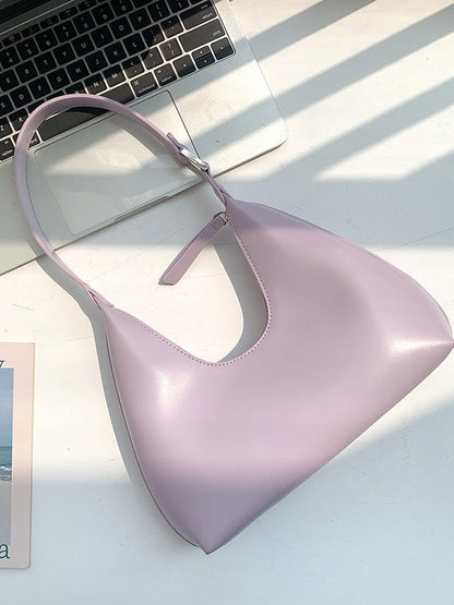 Solid Color Zipper Moon Shoulder Strap Armpit Bags