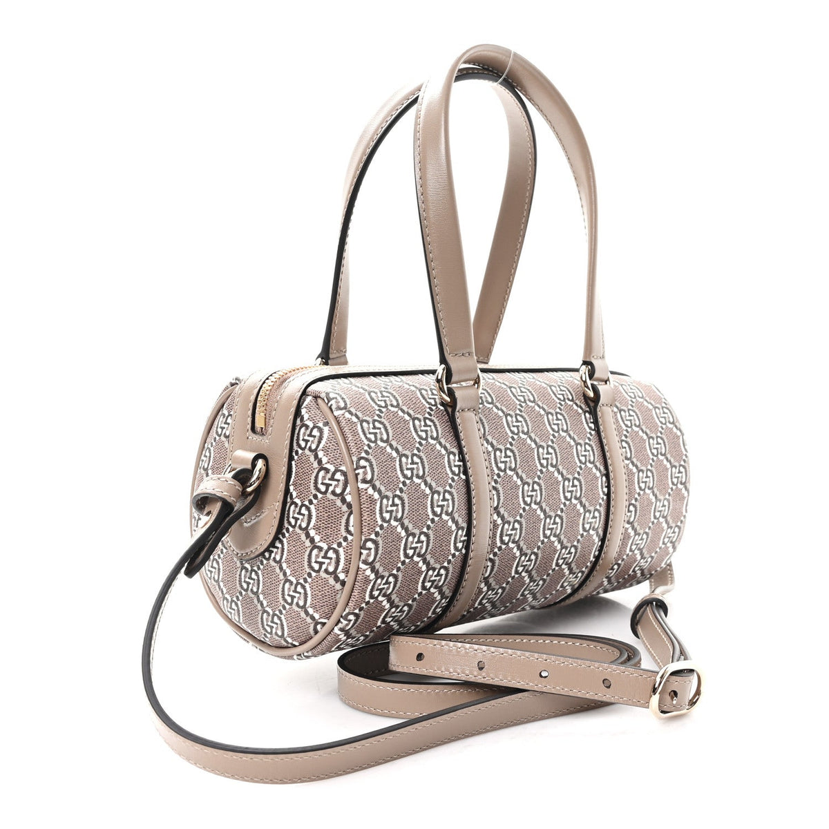 GG Shadow Monogram Ophidia Top Handle Bowler Bag Taupe