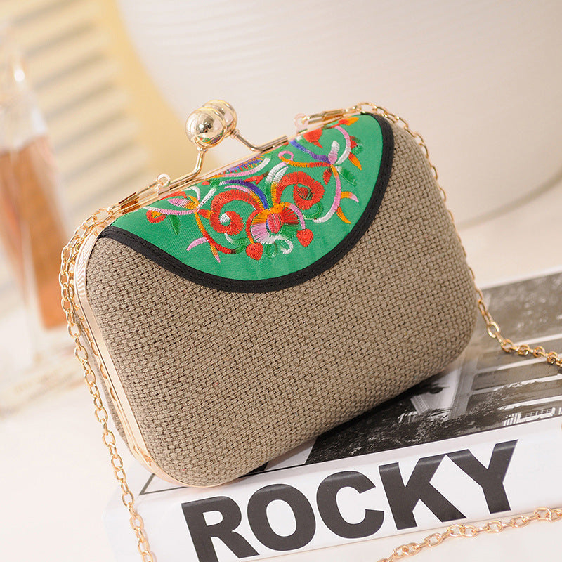 New Embroidered Women'S Bag Ethnic Style One Shoulder Cross Over Mobile Phone Bag Trend One Shoulder Cross Over Small Bag