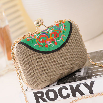 New Embroidered Women'S Bag Ethnic Style One Shoulder Cross Over Mobile Phone Bag Trend One Shoulder Cross Over Small Bag