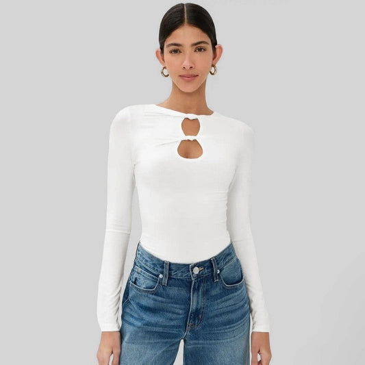 Hollow Knot Solid Long Sleeve T-Shirt