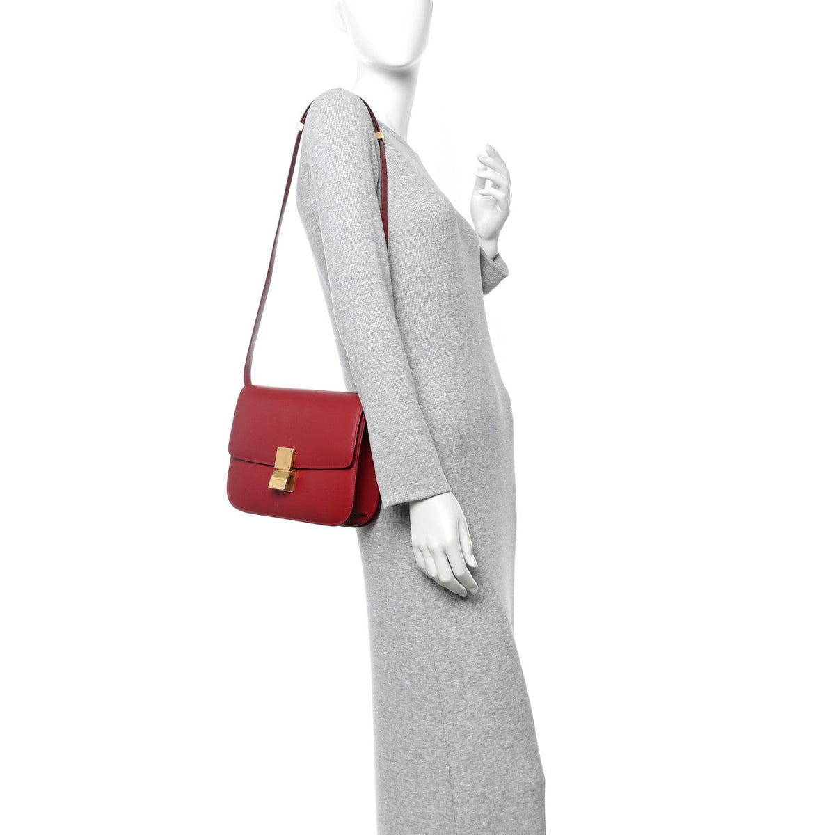 Box Calfskin Medium Classic Box Flap Bag Red