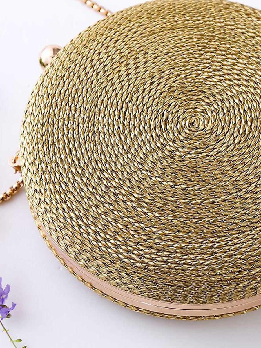 Gemma PU Woven Round Bag