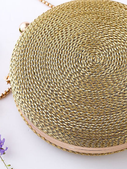 Gemma PU Woven Round Bag