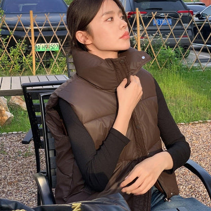 Collar Solid Color Vest Outerwear