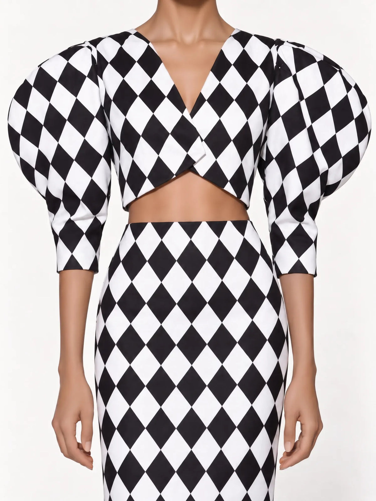 Selah Checked Puff Sleeves Top and Maxi Skirt Set