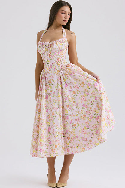 Adabella Cotton Halter Midi Sundress