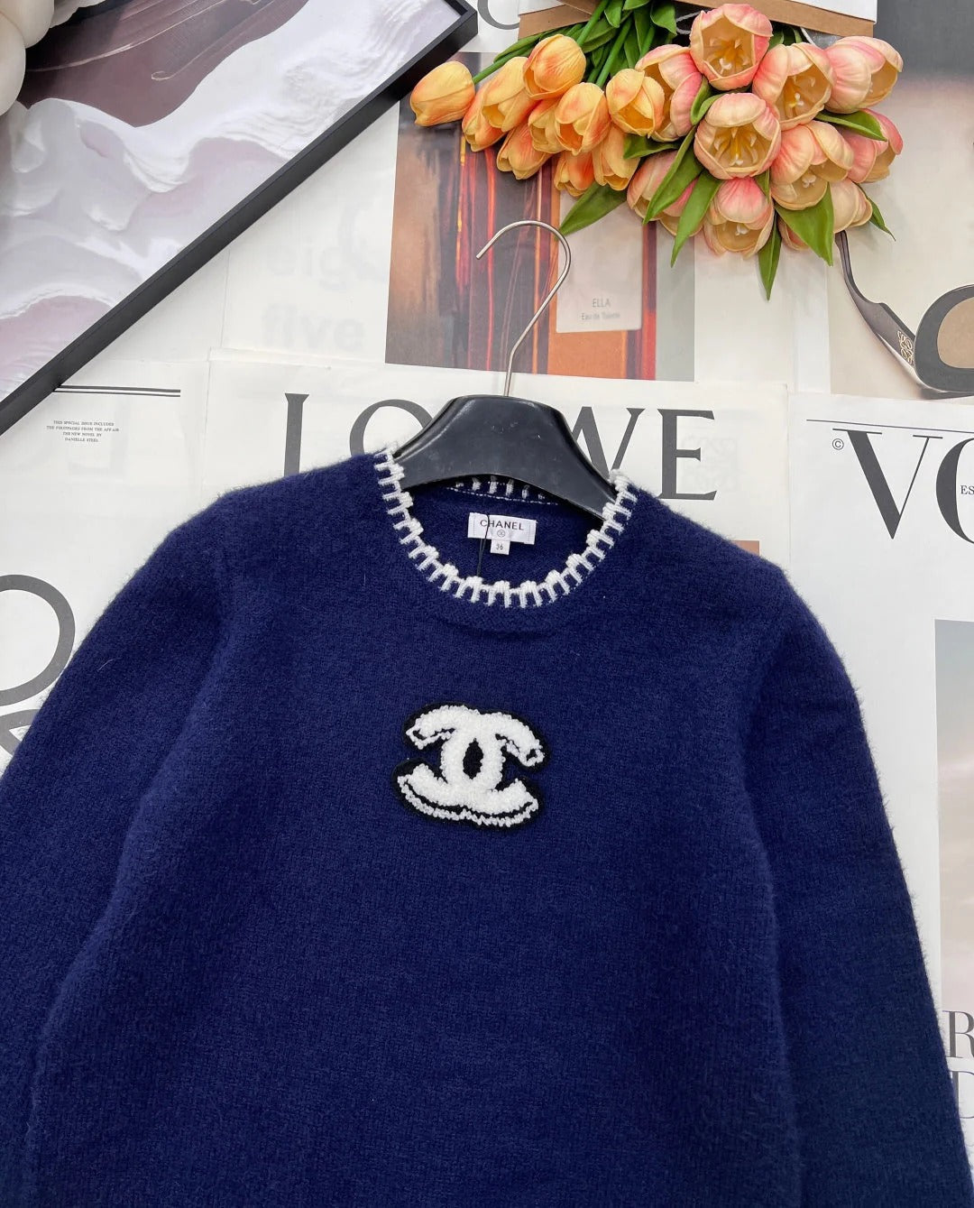 CC 26 Knit Sweater Navy Blue Wool Cashmere 785142