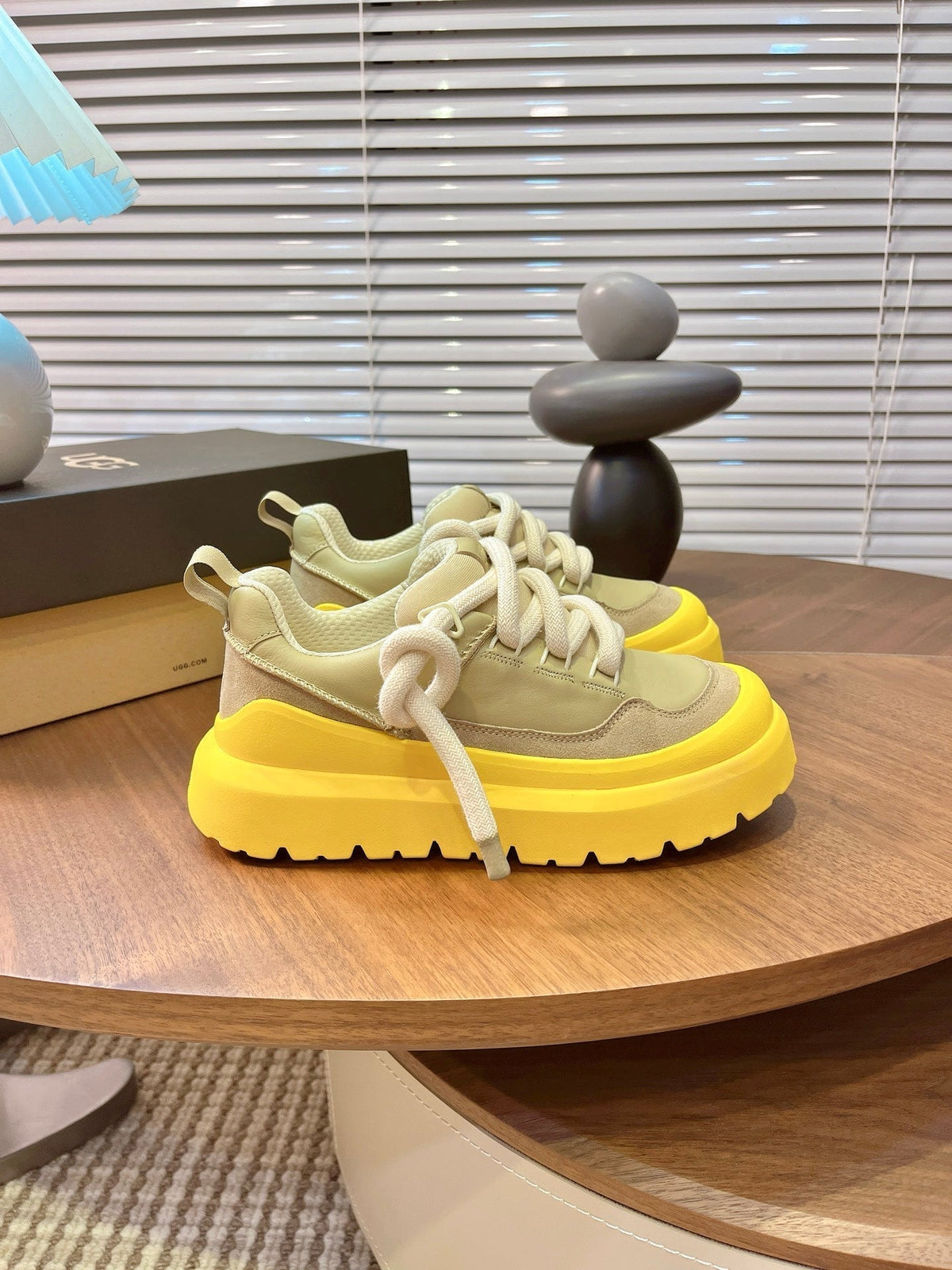 UGG Heritage Utility Sneakers Yellow Khahi Suede Cowhide