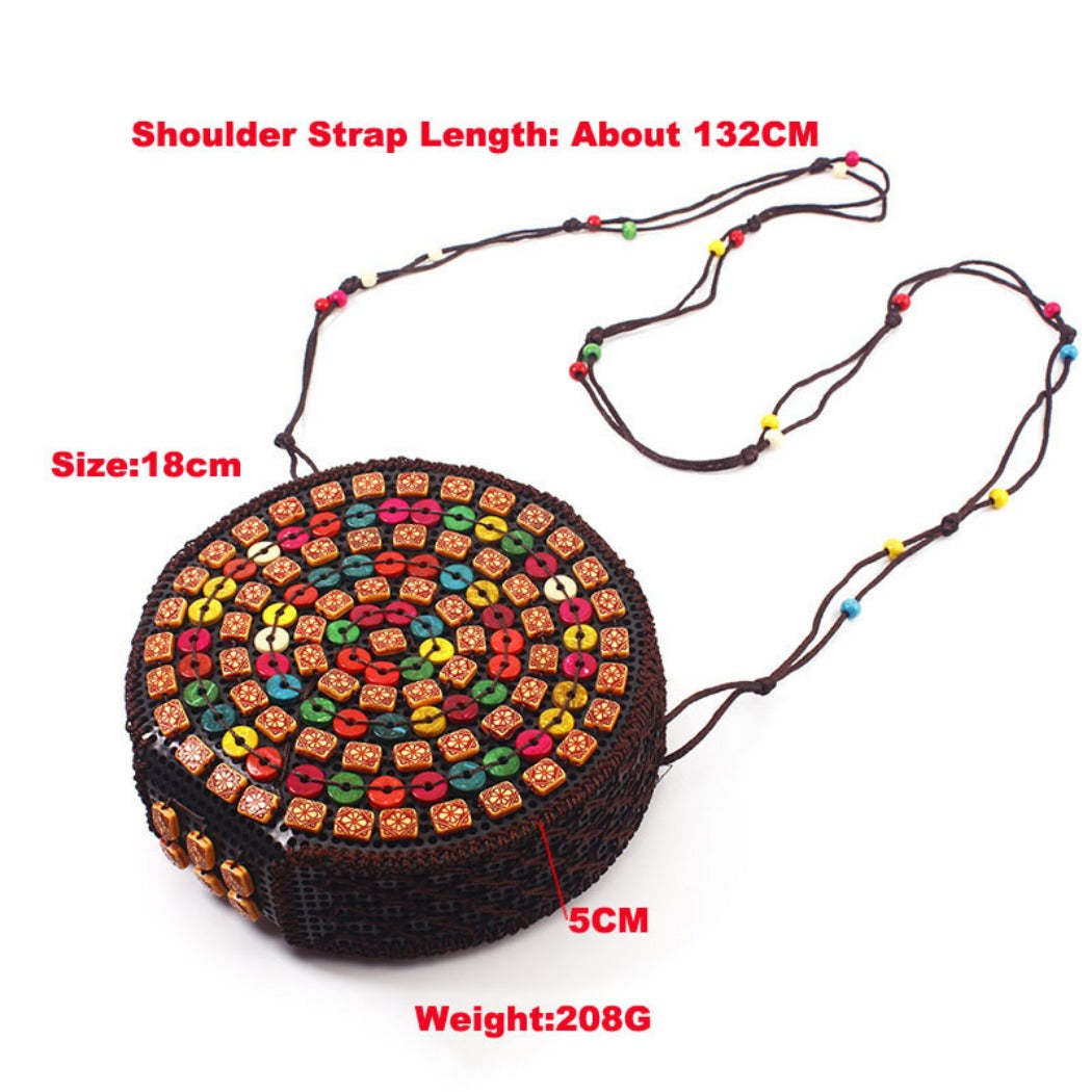 Cosbai - Boho Round Woven Crossbody Bag - Unique &amp; Artistic