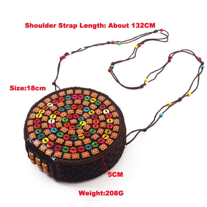 Cosbai - Boho Round Woven Crossbody Bag - Unique &amp; Artistic