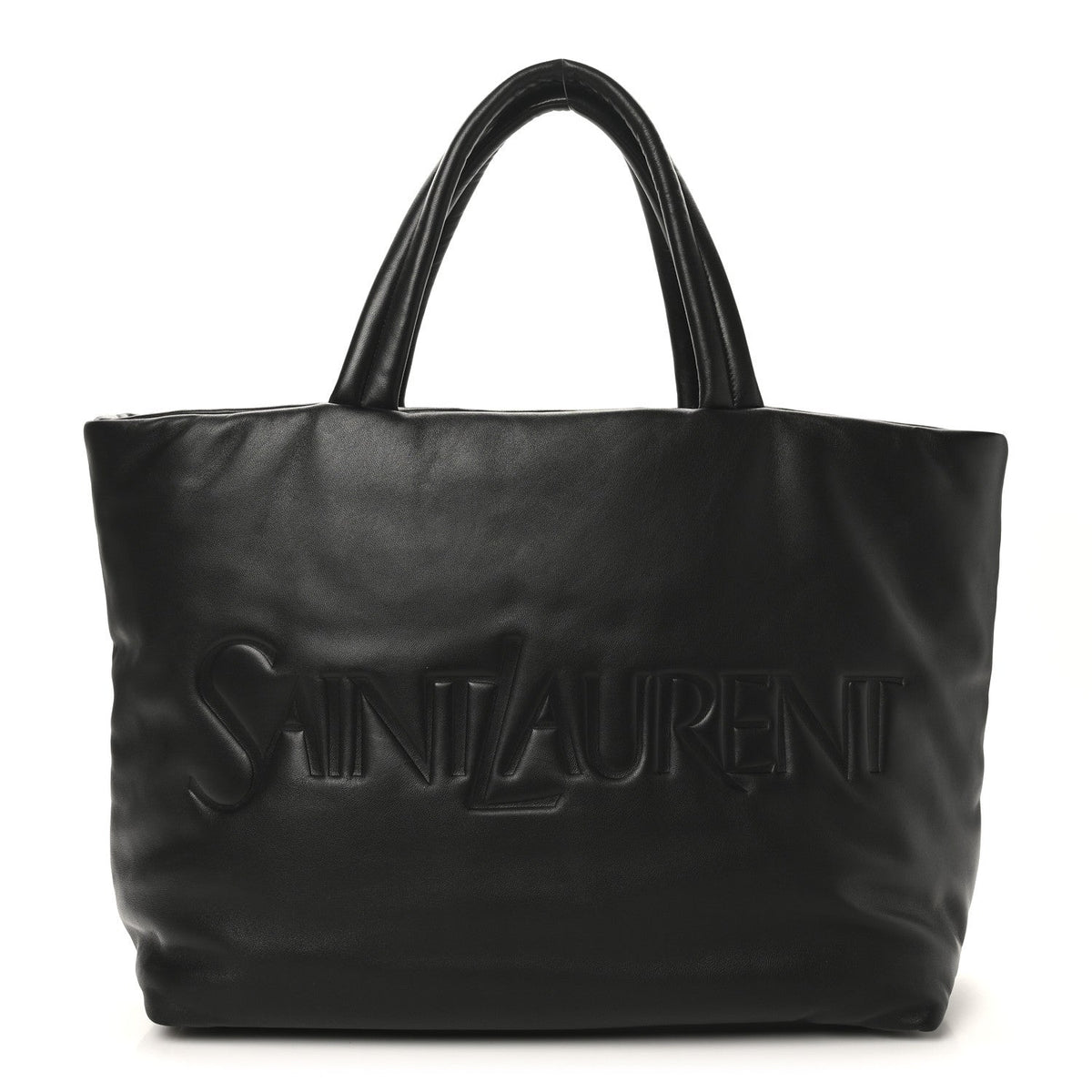 Lambskin Wide Puffer Tote Black